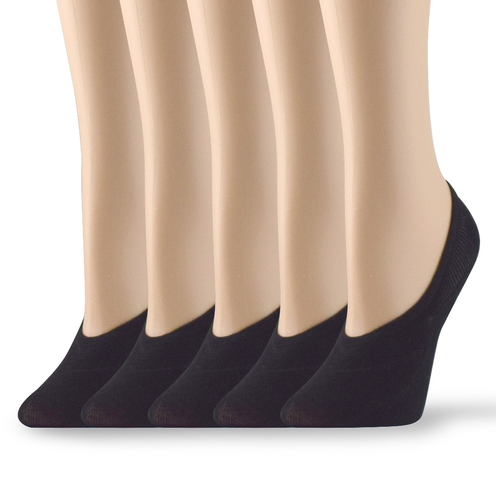 5 Pairs Women's No Show Cotton Liner Socks